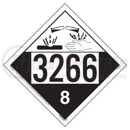 45289 by JJ KELLER - 3266 Placard - Class 8 Corrosive - 4 mil Vinyl Removable Adhesive