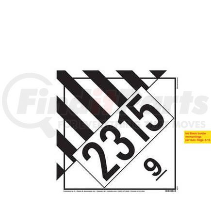4571 by JJ KELLER - 2315 Placard - Class 9 Miscellaneous - 200 lb Polycoated Tagboard
