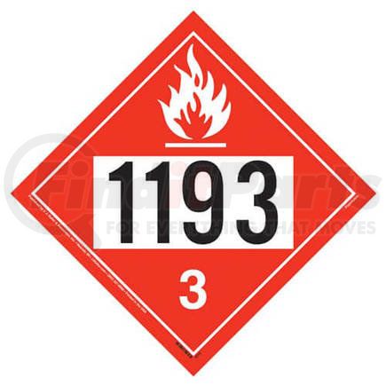 4578 by JJ KELLER - 1193 Placard - Class 3 Flammable Liquid - 200 lb Polycoated Tagboard