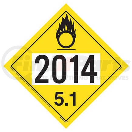 4585 by JJ KELLER - 2014 Placard - Division 5.1 Oxidizer - 4 mil Vinyl Removable Adhesive