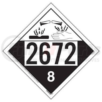 4586 by JJ KELLER - 2672 Placard - Class 8 Corrosive - 4 mil Vinyl Removable Adhesive
