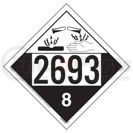 4587 by JJ KELLER - 2693 Placard - Class 8 Corrosive - 4 mil Vinyl Removable Adhesive