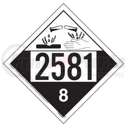 4594 by JJ KELLER - 2581 Placard - Class 8 Corrosive - 4 mil Vinyl Removable Adhesive