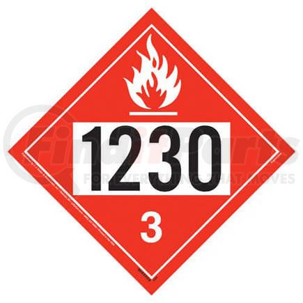 4596 by JJ KELLER - 1230 Placard - Class 3 Flammable Liquid - 4 mil Vinyl Removable Adhesive
