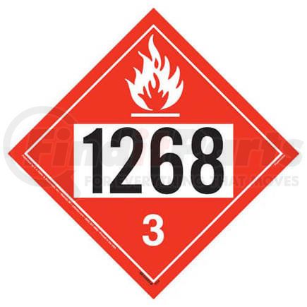 4597 by JJ KELLER - 1268 Placard - Class 3 Flammable Liquid - 4 mil Vinyl Removable Adhesive