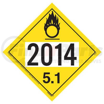 4599 by JJ KELLER - 2014 Placard - Division 5.1 Oxidizer - 4 mil Vinyl Permanent Adhesive