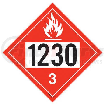 4606 by JJ KELLER - 1230 Placard - Class 3 Flammable Liquid - 4 mil Vinyl Permanent Adhesive