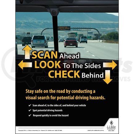 46387 by JJ KELLER - Scan Ahead - Transportation Safety Poster - "Scan Ahead - Look To The Sides - Check Behind"