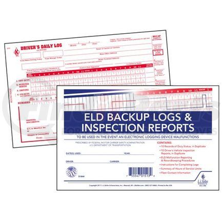 51944 by JJ KELLER - ELD Backup Log Book with Detailed DVIR, 2-Ply, with Recap - Stock - ELD Backup Log/DVIR Book- Stock