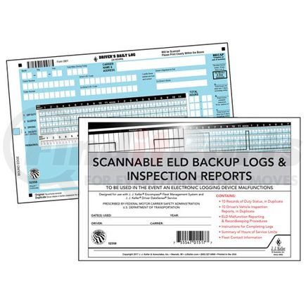 52358 by JJ KELLER - Scannable ELD Backup Log Book with Detailed DVIR, 2-Ply, with Recap - Stock - Scannable ELD Backup Log/DVIR Book - Stock