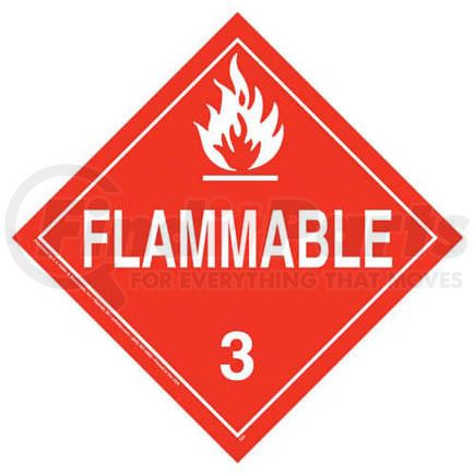 527 by JJ KELLER - Class 3 Flammable Liquid Placard - Worded - 20 mil Polystyrene, Laminated