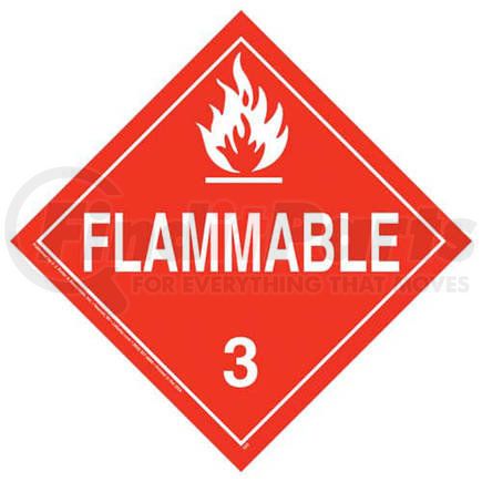 528 by JJ KELLER - Class 3 Flammable Liquid Placard - Worded - 4 mil Vinyl Permanent Adhesive