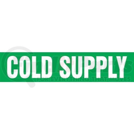 JJ Keller 52810 Cold Supply Pipe Marker - ASME/ANSI - Green, Self-Stick Vinyl, 4" x 24"