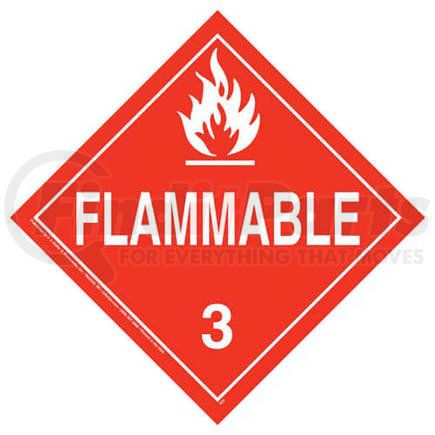 529 by JJ KELLER - Class 3, Flammable Liquid Placard, Worded, 20 mil, Polystyrene, Unlaminated