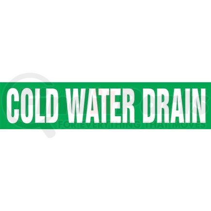 52982 by JJ KELLER - Cold Water Drain Pipe Marker - ASME/ANSI - Green, Self-Stick Vinyl, 1.5" x 8"