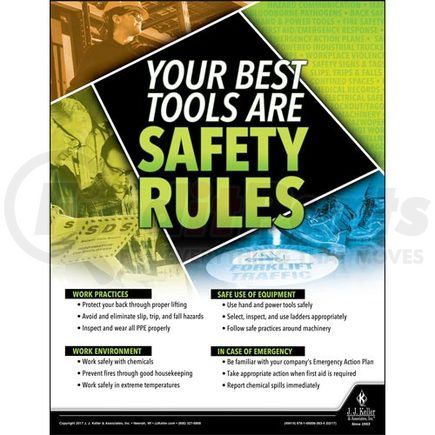 49414 by JJ KELLER - Safety Rules - Workplace Safety Training Poster - "Your Best Tools Are Safety Rules"