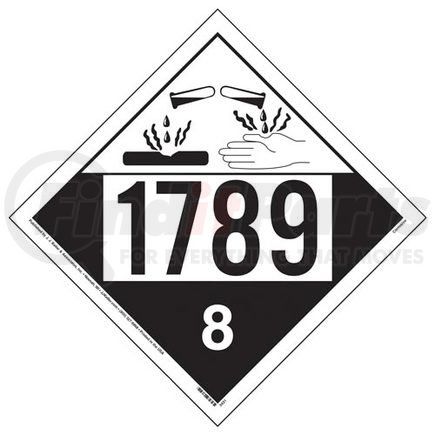 JJ Keller 50169 1789 Placard - Class 8 Corrosive - .024" Aluminum