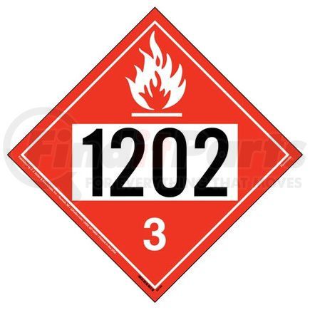 50186 by JJ KELLER - 1202 Placard - Class 3 Flammable Liquid - 20 mil Polystrene, Laminated