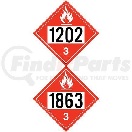 50195 by JJ KELLER - 1202/1863 Placard - Class 3 Flammable Liquid - Polystyrene (Plastic)