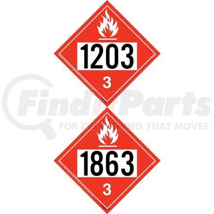 50196 by JJ KELLER - 1203/1863 Placard - Class 3 Flammable Liquid - Polystyrene (Plastic)