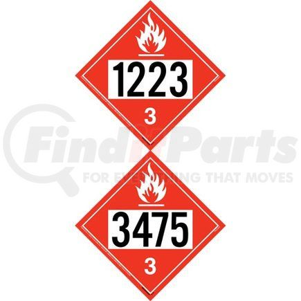 50199 by JJ KELLER - 1223/3475 Placard - Class 3 Flammable Liquid - Polystyrene (Plastic)