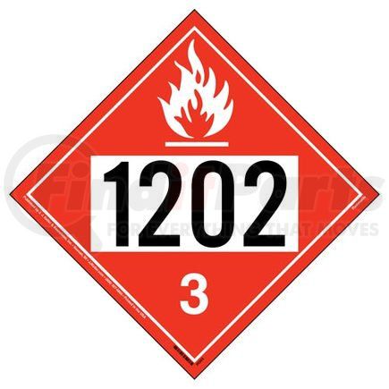 50203 by JJ KELLER - 1202 Placard - Class 3 Flammable Liquid - 4 mil Vinyl Removable Adhesive