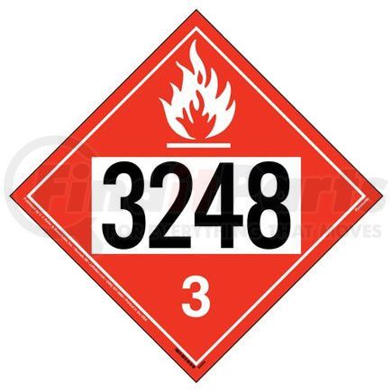 50204 by JJ KELLER - 3248 Placard - Class 3 Flammable Liquid - 4 mil Vinyl Removable Adhesive
