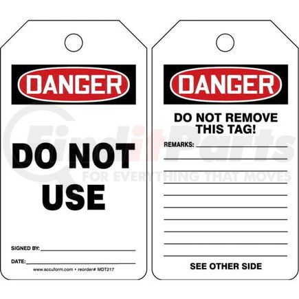 50556 by JJ KELLER - Danger: Do Not Use - OSHA Safety Tag - Plastic, 25 per pack