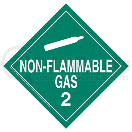 50926 by JJ KELLER - Division 2.2 Non-Flammable Gas Placard - Worded - 3.2 mil Vinyl Removable Adhesive - Economy