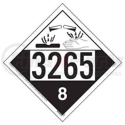 50934 by JJ KELLER - 3265 Placard - Class 8 Corrosive - 3.2 mil Vinyl Removable Adhesive - Economy