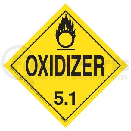 50936 by JJ KELLER - Division 5.1 Oxidizer Placard - Worded - 3.2 mil Vinyl Removable Adhesive - Economy