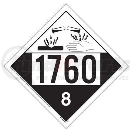 50935 by JJ KELLER - 1760 Placard - Class 8 Corrosive - 3.2 mil Vinyl Removable Adhesive - Economy