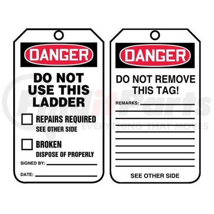 50562 by JJ KELLER - Danger: Do Not Use This Ladder - OSHA Safety Tag - Cardstock, 25 per pack