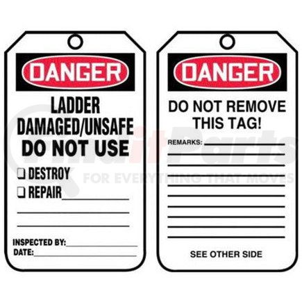 50567 by JJ KELLER - Danger: Ladder Damaged/Unsafe Do Not Use - OSHA Safety Tag - Plastic, 5 per pack