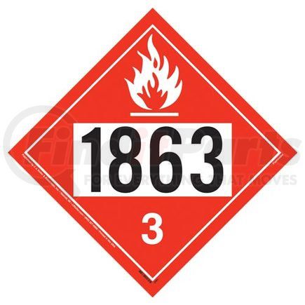 50584 by JJ KELLER - 1863 Placard - Class 3 Flammable Liquid - 20 mil Polystrene, Laminated