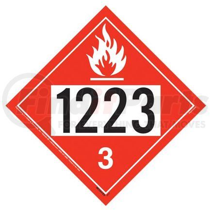 50585 by JJ KELLER - 1223 Placard - Class 3 Flammable Liquid - 20 mil Polystrene, Laminated