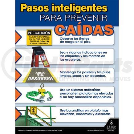 50740 by JJ KELLER - Preventing Falls - Workplace Safety Training Poster - "Smart Steps for Preventing Falls" - Spanish