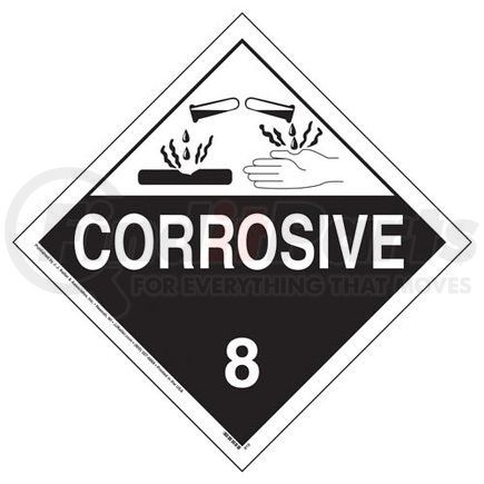 50898 by JJ KELLER - Class 8 Corrosive Placard - Worded - 3.2 mil Vinyl Removable Adhesive - Economy