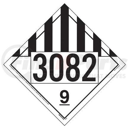 50922 by JJ KELLER - 3082 Placard - Class 9 Miscellaneous - 3.2 mil Vinyl Removable Adhesive - Economy