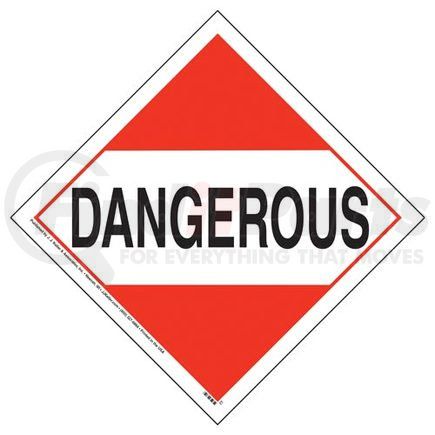 50923 by JJ KELLER - Dangerous Placard - Worded - 3.2 mil Vinyl Removable Adhesive - Economy