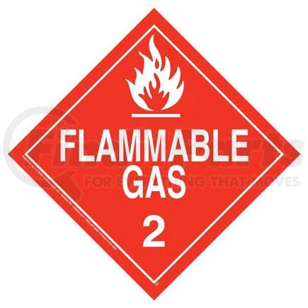 50925 by JJ KELLER - Division 2.1 Flammable Gas Placard - Worded - 3.2 mil Vinyl Removable Adhesive - Economy