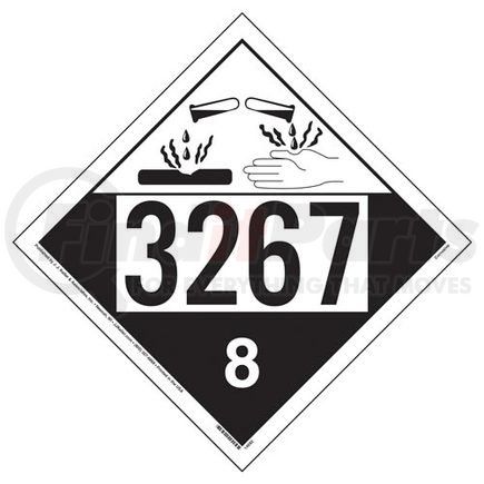 50941 by JJ KELLER - 3267 Placard - Class 8 Corrosive - 3.2 mil Vinyl Removable Adhesive - Economy