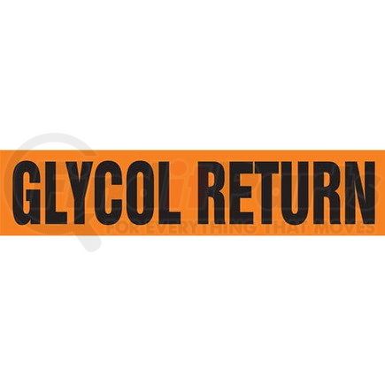 53512 by JJ KELLER - Glycol Return Pipe Marker - ASME/ANSI - Orange, Self-Stick Vinyl, 2.5" x 12"