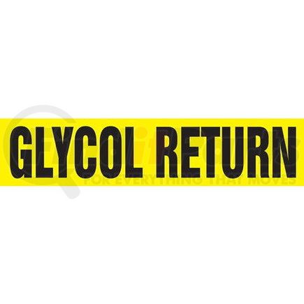 53518 by JJ KELLER - Glycol Return Pipe Marker - ASME/ANSI - Yellow, Self-Stick Vinyl, 1.5" x 8"