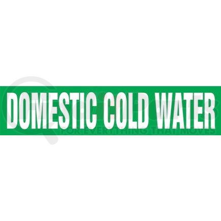 53189 by JJ KELLER - Domestic Cold Water Pipe Marker - ASME/ANSI - Green, Self-Stick Vinyl, 1" x 8"