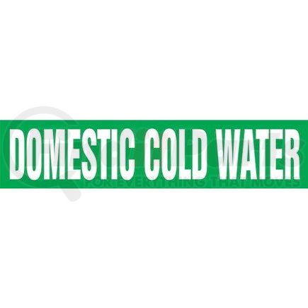 53190 by JJ KELLER - Domestic Cold Water Pipe Marker - ASME/ANSI - Green, Self-Stick Vinyl, 1.5" x 8"