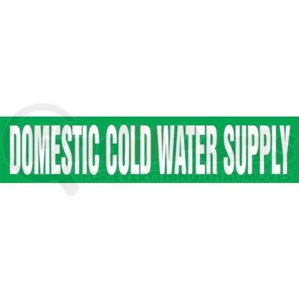 JJ Keller 53202 Domestic Cold Water Supply Pipe Marker - ASME/ANSI - Green, Self-Stick Vinyl, 4" x 24"