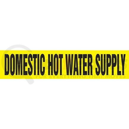 53252 by JJ KELLER - Domestic Hot Water Supply Pipe Marker - ASME/ANSI - Yellow, Self-Stick Vinyl, 1.5" x 8"