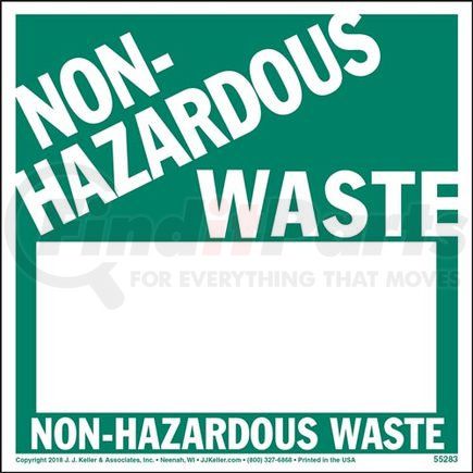 55283 by JJ KELLER - Non-Hazardous Waste Labels - Laser Compatible Vinyl, 100 Sheets/Pk (1 Label/Sheet)