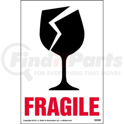 55309 by JJ KELLER - Fragile Shipping Label with Icon - 4"x6" 500/Roll Permanent Paper Label